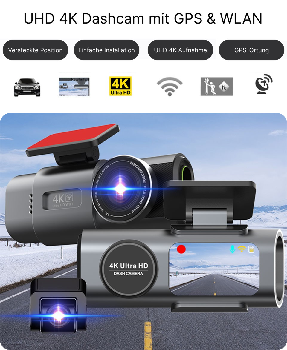 Alpsecure 3-Kanal Dashcam mit 4K Ultra HD
